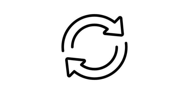 Two circular rotation arrows vector icon showing update progress cycle.