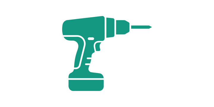 Teal power drill for construction and DIY projects illustration.