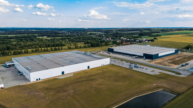 Freight terminal and warehouse aerial photo