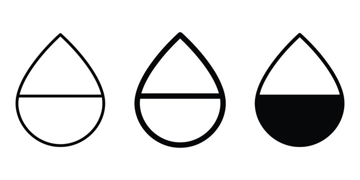 Water drop icon line art vector, bold outline and silhouette design