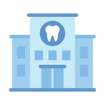Dental Clinic Building Icon With Tooth Symbol On Top Flat Vector Illustration Art