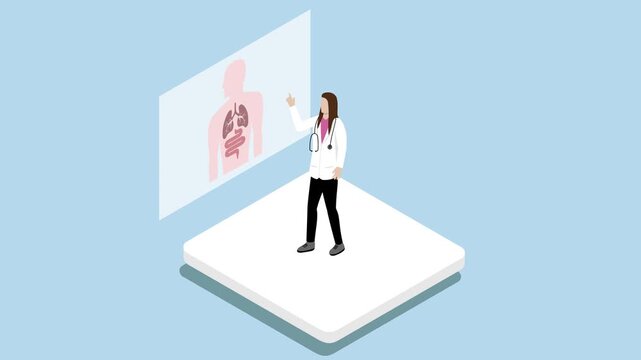 Isometric Female Doctor Presentation Animation Video 4K suitable for your project needs