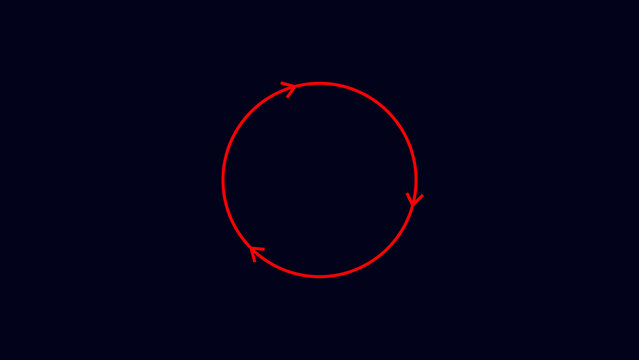 Circle with two arrows represents modern cycle movement. Circle with two arrows for rotation display. Circle with two arrows background for continuous loop and motion tracking design.