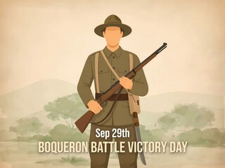 Obraz premium Paraguayan soldier with rifle commemorating boqueron battle victory day on september 29th