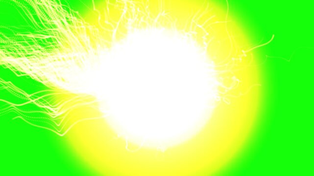 Abstract light streaks explosion energy burst glowing bright white yellow sphere radiating