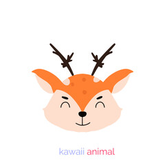 Fototapeta premium Cute Christmas Reindeer Holding a Red Heart Vector Cartoon Illustration for Holiday Greeting Card Winter Celebration Design with Rudolph Style and Festive Snow Theme