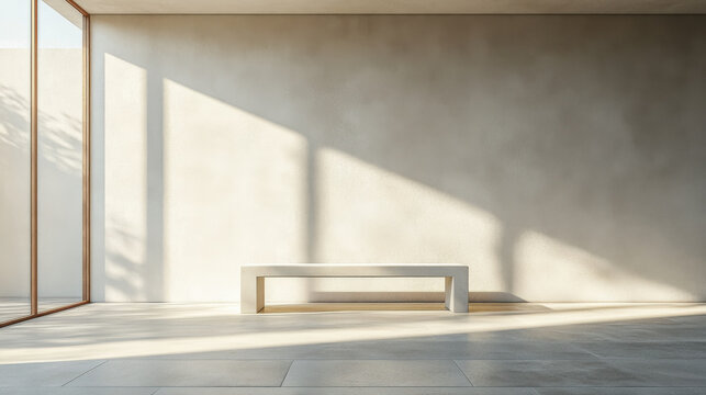 white tone Minimalist interior design featuring an empty space with a table