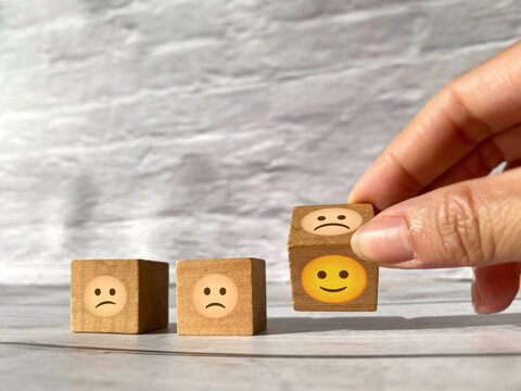 Emotional Transformation from Sadness to Happiness Concept