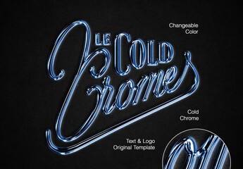 Cold Color Chrome Text Logo Template For Poster And Branding Design