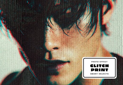 Glitch Print Photo Effect For Poster And Social Media Design
