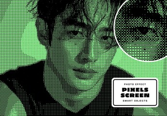 Pixels Screen Photo Effect For Poster And Social Media Design