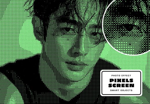 Pixels Screen Photo Effect For Poster And Social Media Design