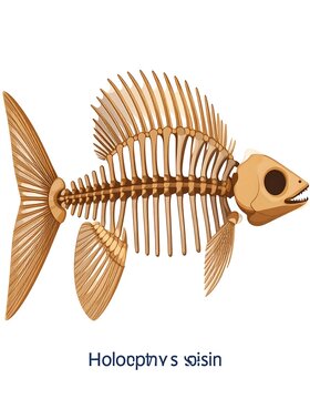 Close-up of a Holocephali siki fish skeleton.