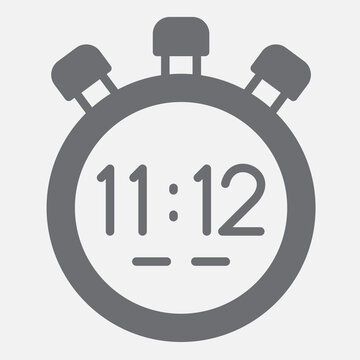 Digital timer solid icon, countdown mode concept. Vector graphics. Digital display, minute counter dial sign with glyph style icon for mobile or web design