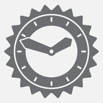 Gear clock solid icon, cogs, gear mechanisms concept. Vector graphics. Gear mechanism, clocks sign with glyph style icon for mobile or web design