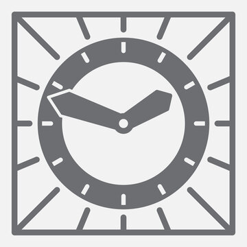 Square clock solid icon, time adjustment concept. Vector graphics. Clock, vintage sign with glyph style icon for mobile or web design