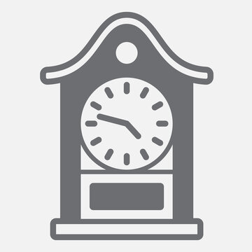 Chiming clock solid icon, musical clocks concept. Vector graphics. Westminster chimes, grandfather clock sign with glyph style icon for mobile or web design