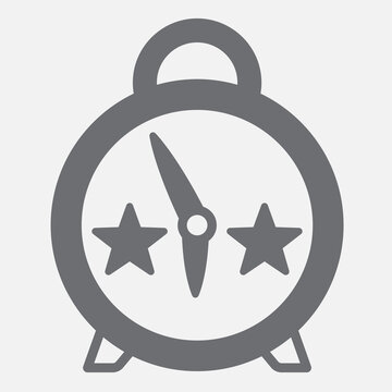 Bedside clock solid icon, table clocks, bedroom alarm clocks concept. Vector graphics. Night table clocks sign with glyph style icon for mobile or web design