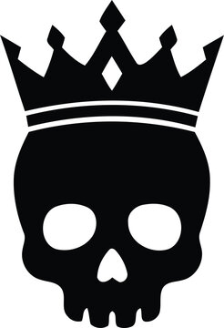 Skull with crown silhouette icon, king skull vector illustration isolated on white background