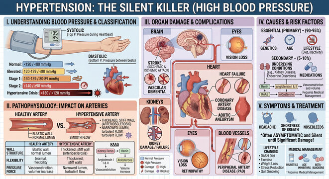 Comprehensive Pathophysiology and Target Organ Damage of Systemic Hypertension