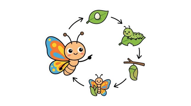 Butterfly life cycle vector illustration