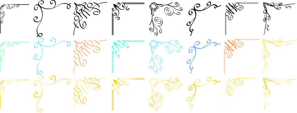 Set of decorative vintage photo frame corners and page borders