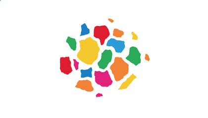 Naklejka premium Vibrant multi-colored abstract stone shards arranged in a circular formation on a plain white background.