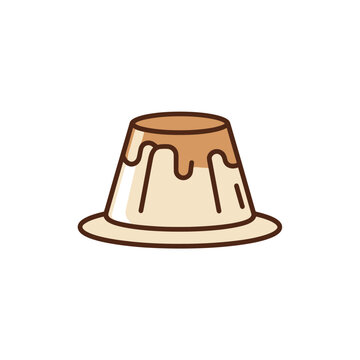 Caramel pudding dessert icon isolated on transparent background