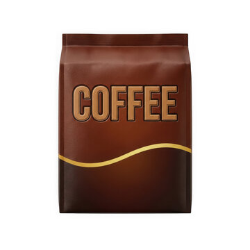 Coffee bean bag with gold lettering for premium packaging
