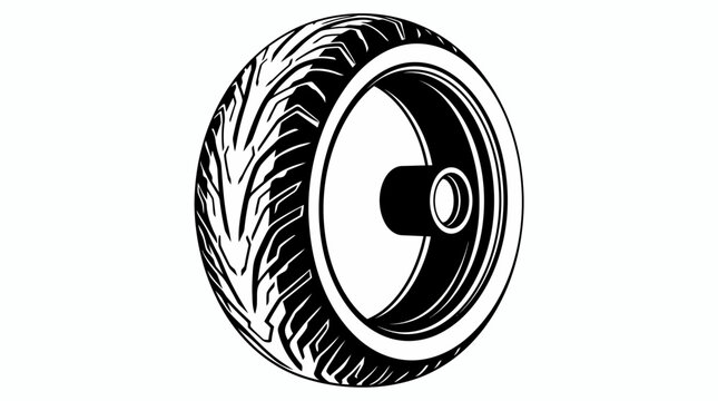 Motorcycle tire silhouette vector illustration isolated on white background