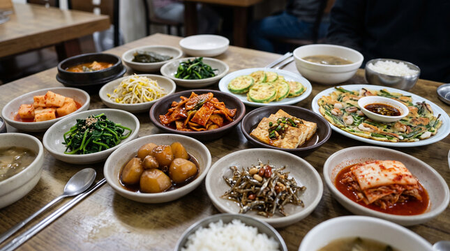 Banchan, Korean side dishes served alongside cooked rice 
