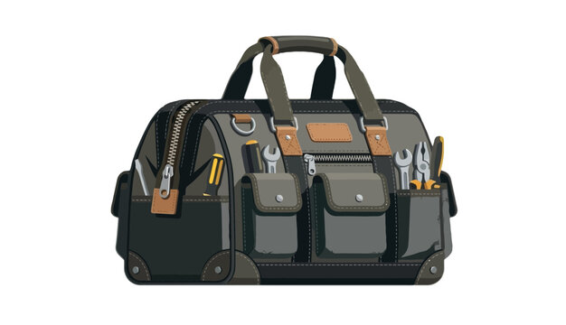 Professional fabric tool bag with hand tools vector illustration