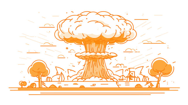 Stylized nuclear explosion mushroom cloud vector icon