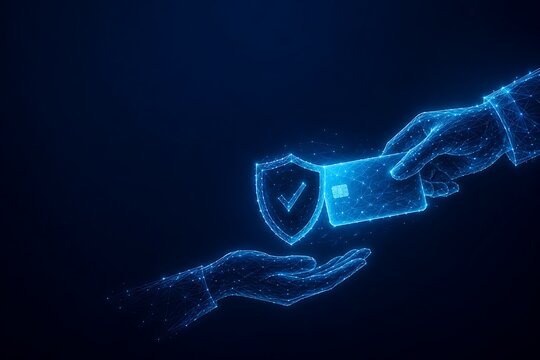 Digital credit card payment transfer with shield protection. online payment security transfer protection security technology transaction commerce purchase. online payment security