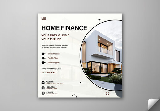 Editable Home Finance Promotion Social Media Post Template for Buying Your Dream House.