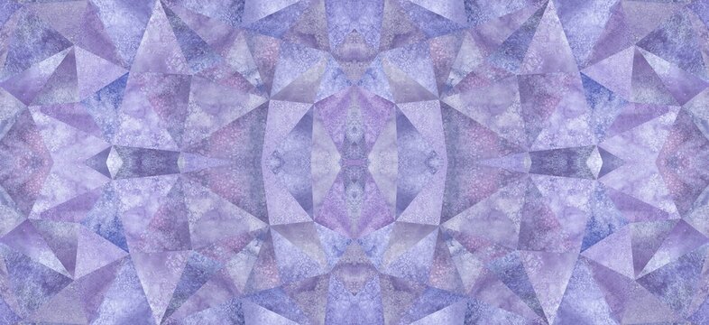 Abstract Purple Crystal Texture Background with Geometric Symmetrical Pattern