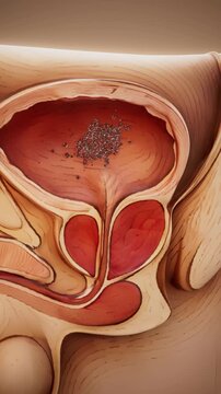 Conceptual 3D animation of bladder cancer and tumor growth