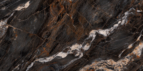 Fototapeta premium Luxury Black Marble Texture with Dramatic White and Copper Veins