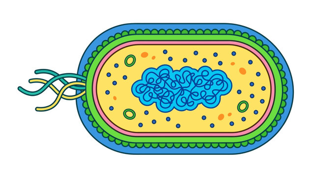 Colorful prokaryotic cell diagram showing internal structure