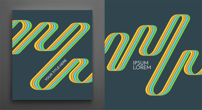 Wavy lines in perspective. Curved ribbons. Abstract background. Cover template with space for text. Design for a banner, flyer, poster, cover, or brochure.