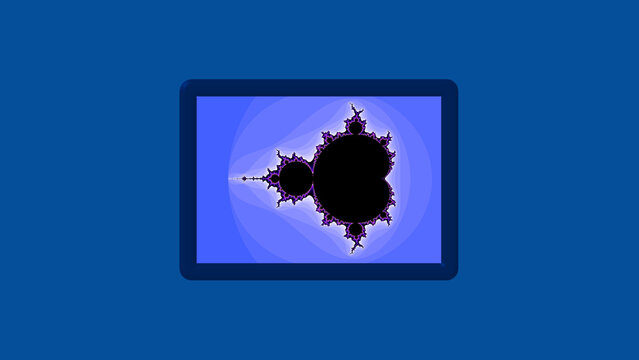 Fractal pattern zooms project complex mandelbrot sets across a digital tablet. Educational geometry classroom media packages benefit from this solar system fractal pattern asset.