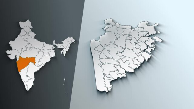 Animated Map of Maharashtra State Highlighted Within India with States Borders