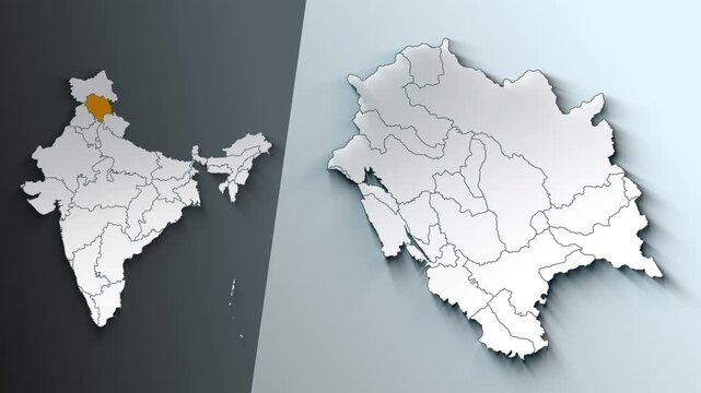 Animated Map of Himachal Pradesh State Highlighted Within India with States Borders