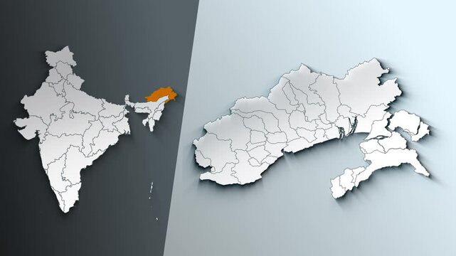 Animated Map of Arunachal Pradesh State Highlighted Within India with States Borders