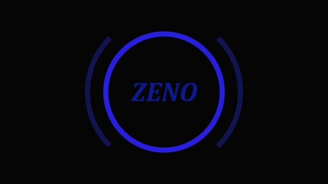 Glowing Blue ZENO Text Symbol Dashboard Warning Indicator Motion Graphic Animation Loop