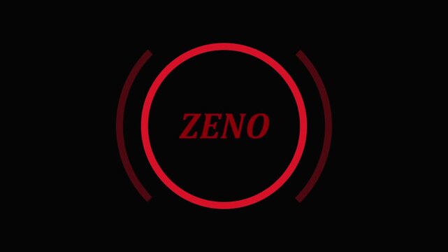 Glowing Blue ZENO Text Symbol Dashboard Warning Indicator Motion Graphic Animation Loop