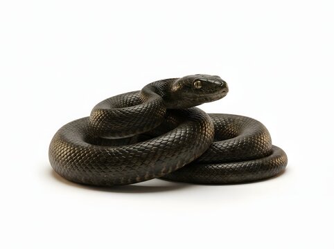 Coiled Serpent in Stillness A Close-Up Portrait of a Non-Venomous Snake Displaying Intricate Scale Patterns
