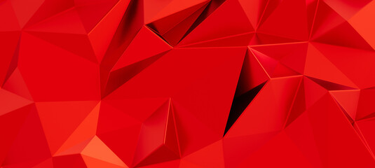 Fototapeta premium Abstract red polygonal background with sharp angles and shadows