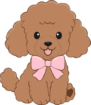 Cute Brown Poodle Puppy Illustration