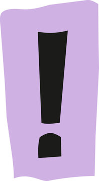 Hand drawn lilac exclamation mark sticker design for expressive messaging and notification alerts